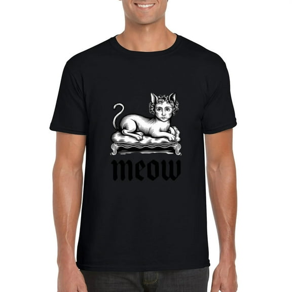Meow Meme Funny Cat Internet Viral Humor Sarcastic Kitty T-Shirt, for men & women, up to size 5XL