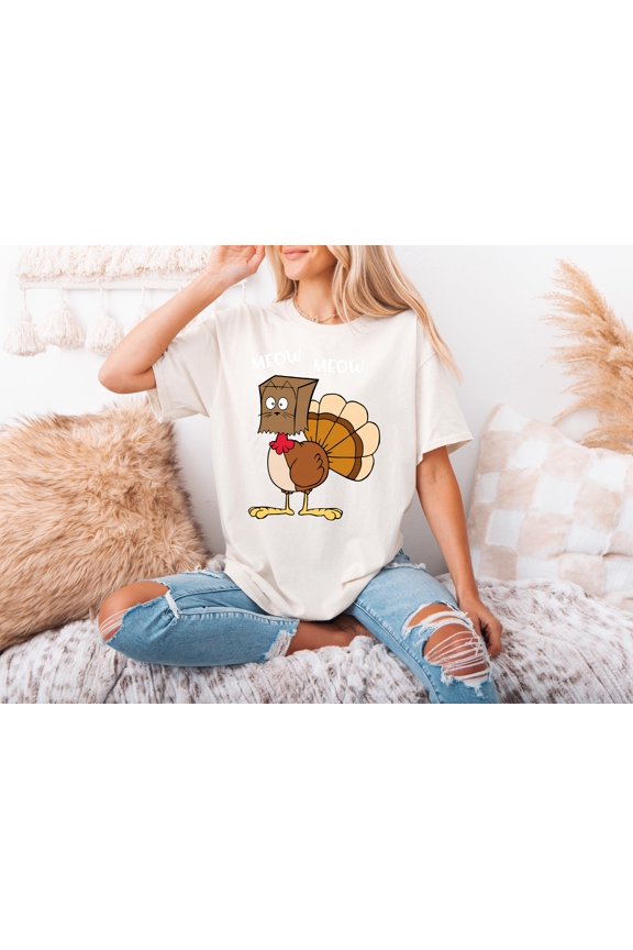 Meow Meow Turkey Funny Thanksgiving Family Dinner Unisex T-Shirt