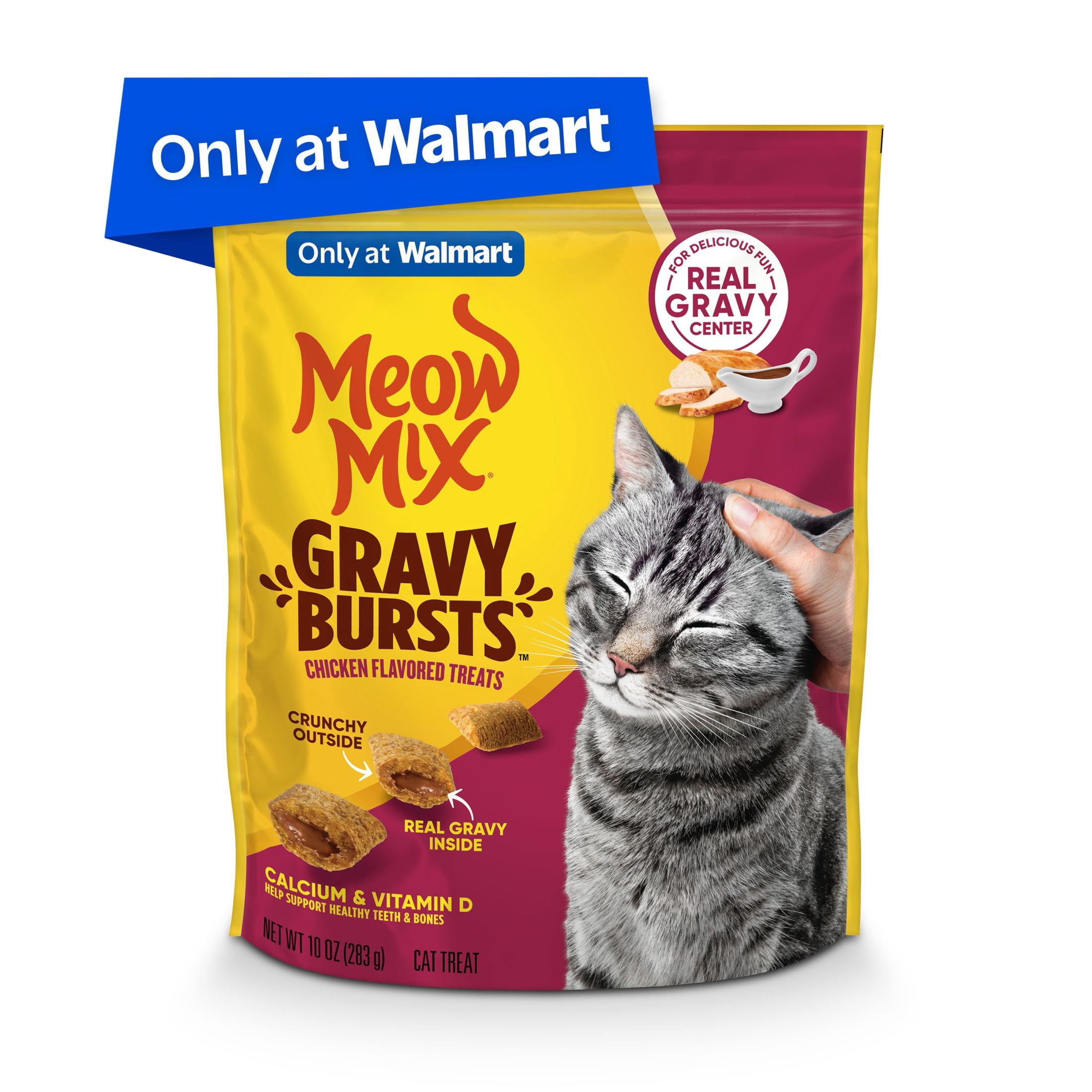 Meow Mix Gravy Bursts Chicken Flavored Cat Treats, 10 oz Bag