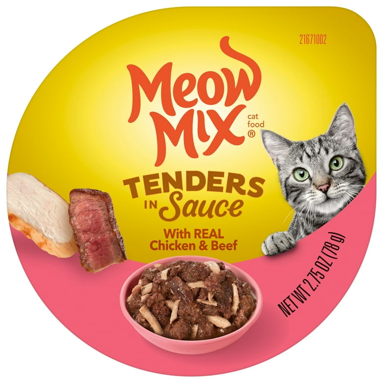 Meow Mix 2.75 Ounce Tenders in Sauce Chicken Beef