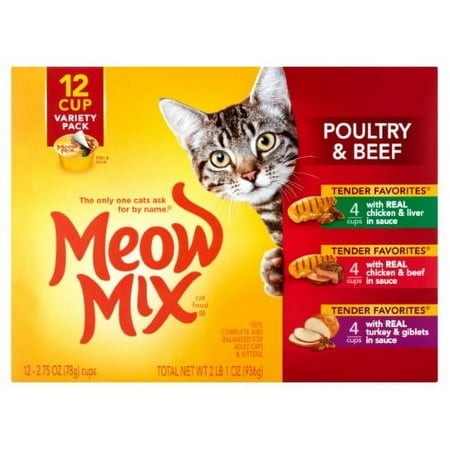 Meow Mix Beef & Poultry Wet Cat Food Variety Pack (Pack of 2)