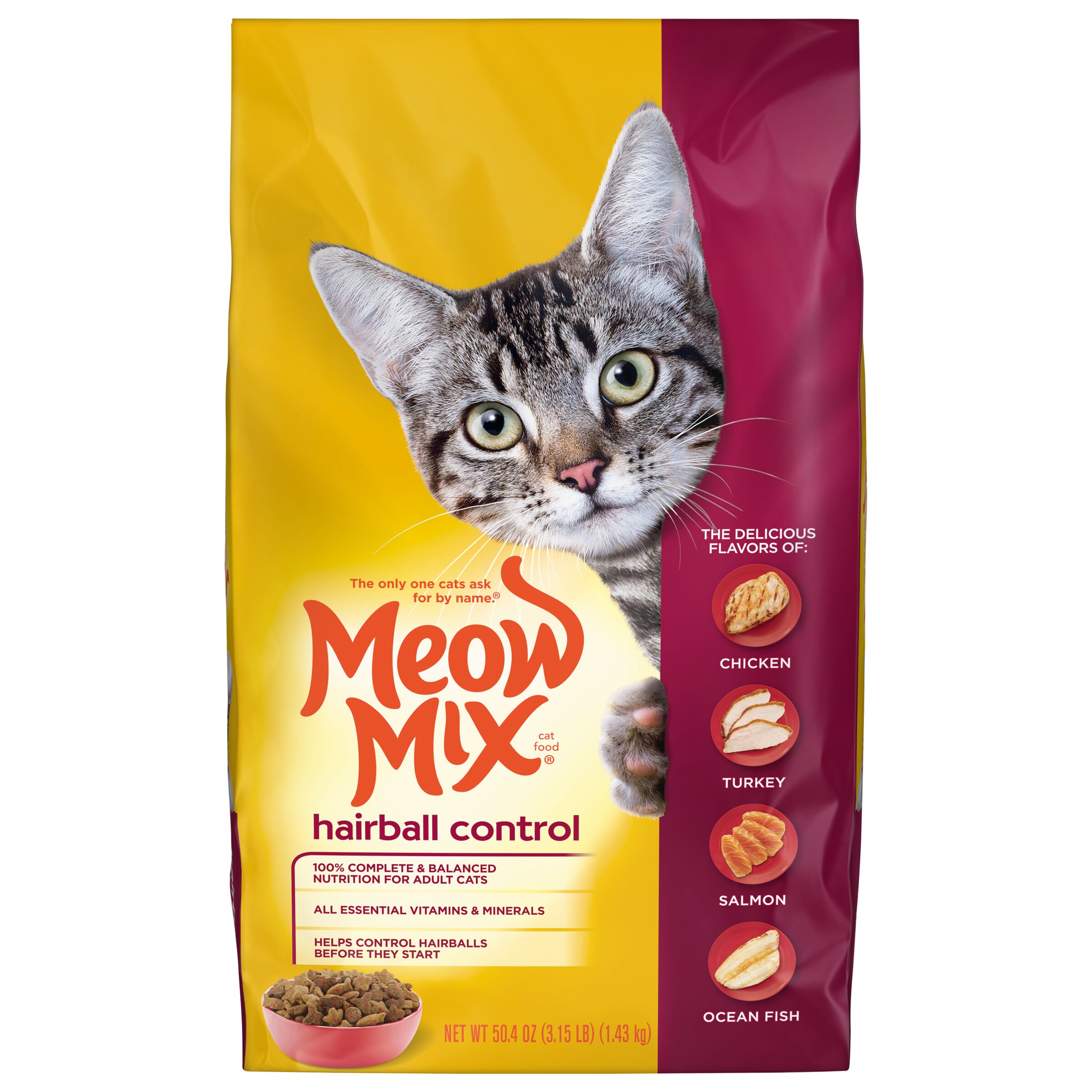 Meow Mix Hairball Control Cat Food, 6.3Pound