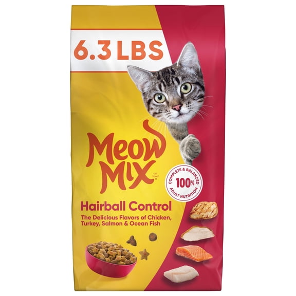 Meow Mix Hairball Control Dry Cat Food for Adult Cat, 6.3 lb. Bag