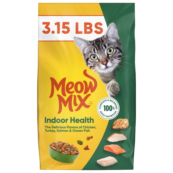 Meow Mix Indoor Health Dry Cat Food for Adult Cats, 3.15 lb. Bag
