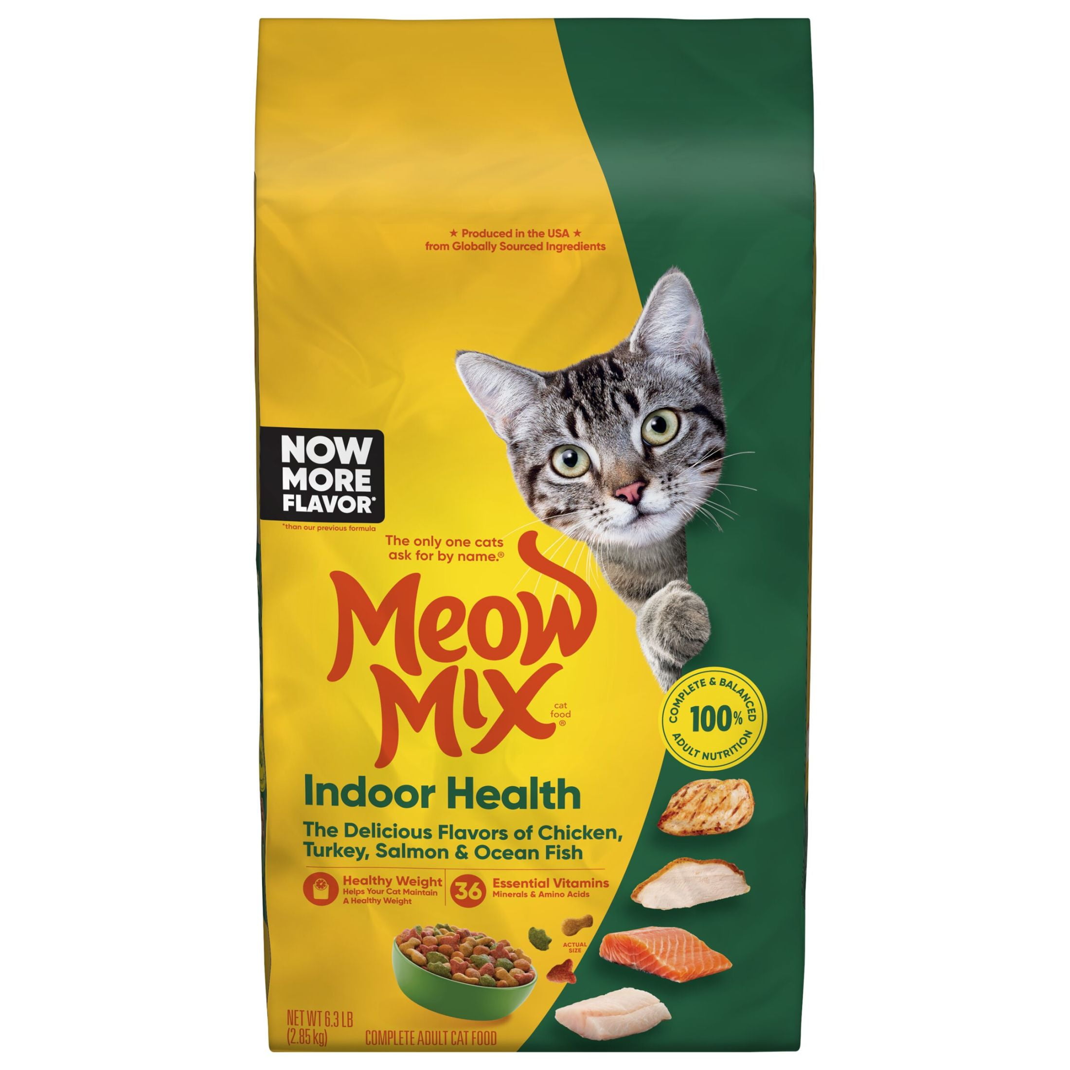 meow出品 Meow Mix Indoor Health Dry Cat Food for Adult Cats, 3.15 lb Bag