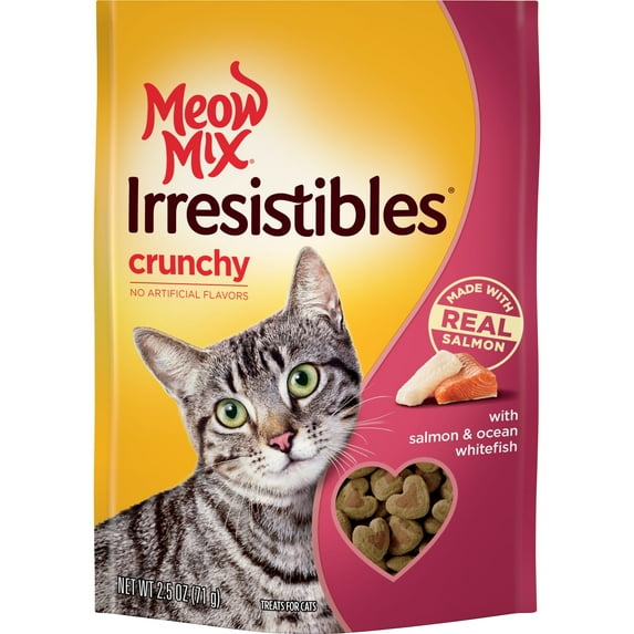 Meow Mix Irresistables Salmon and Ocean Whitefish Cat Treats, 2.5-Ounce