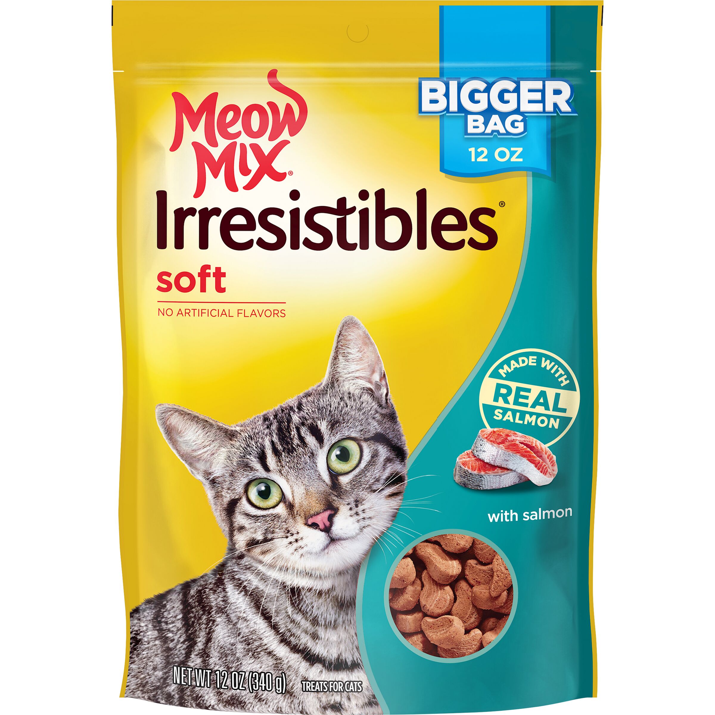 Meow Mix Irresistibles Cat Treats - Soft With Salmon, 12-Ounce Bag - image 1 of 8