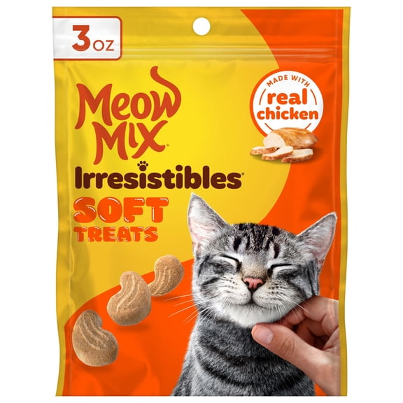 Meow Mix Irresistibles, Soft Cat Treats with White Meat Chicken, 3 oz Bag