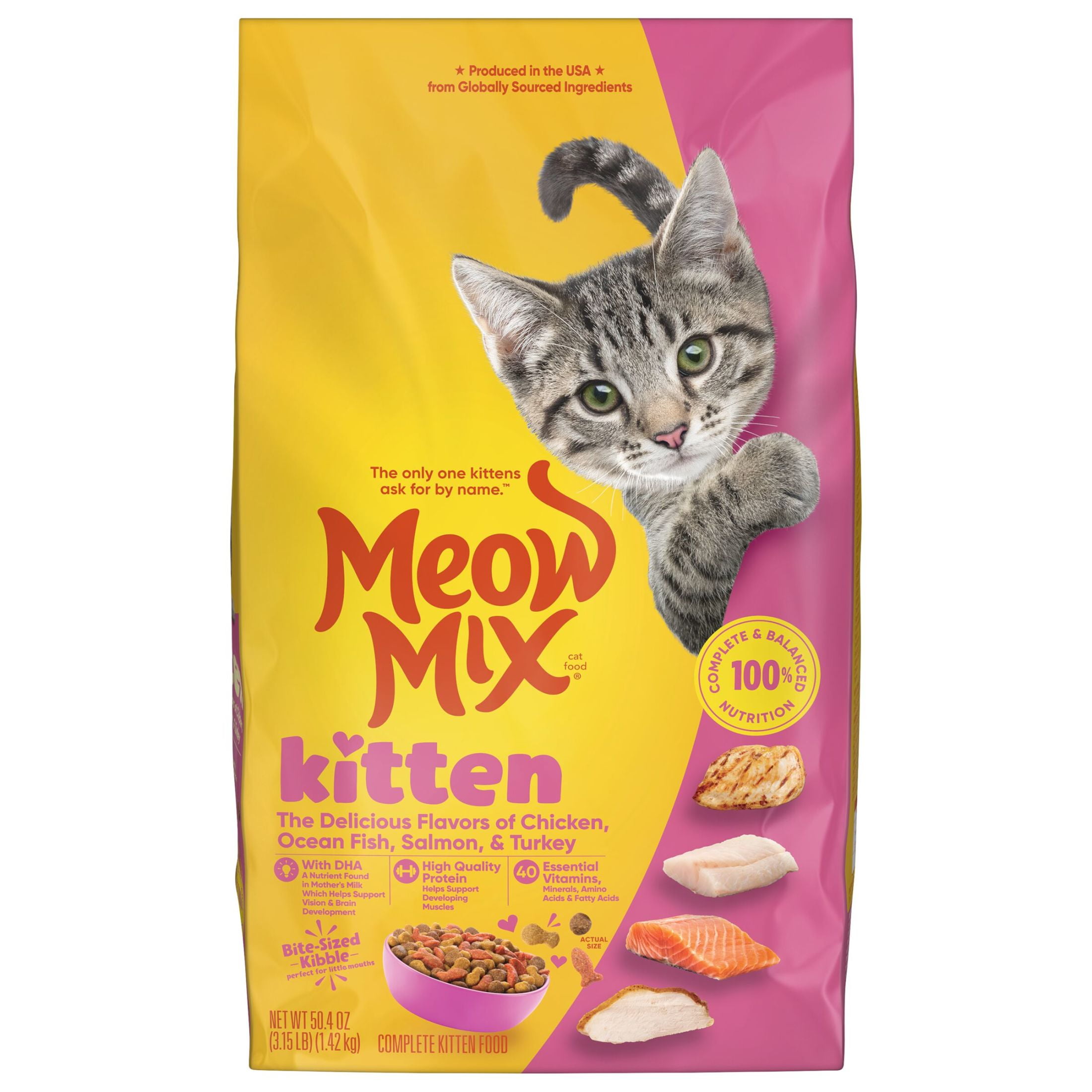 Meow Mix Kitten Lil Nibbles Dry Cat Food for Kittens, 3.15 lb. Bag