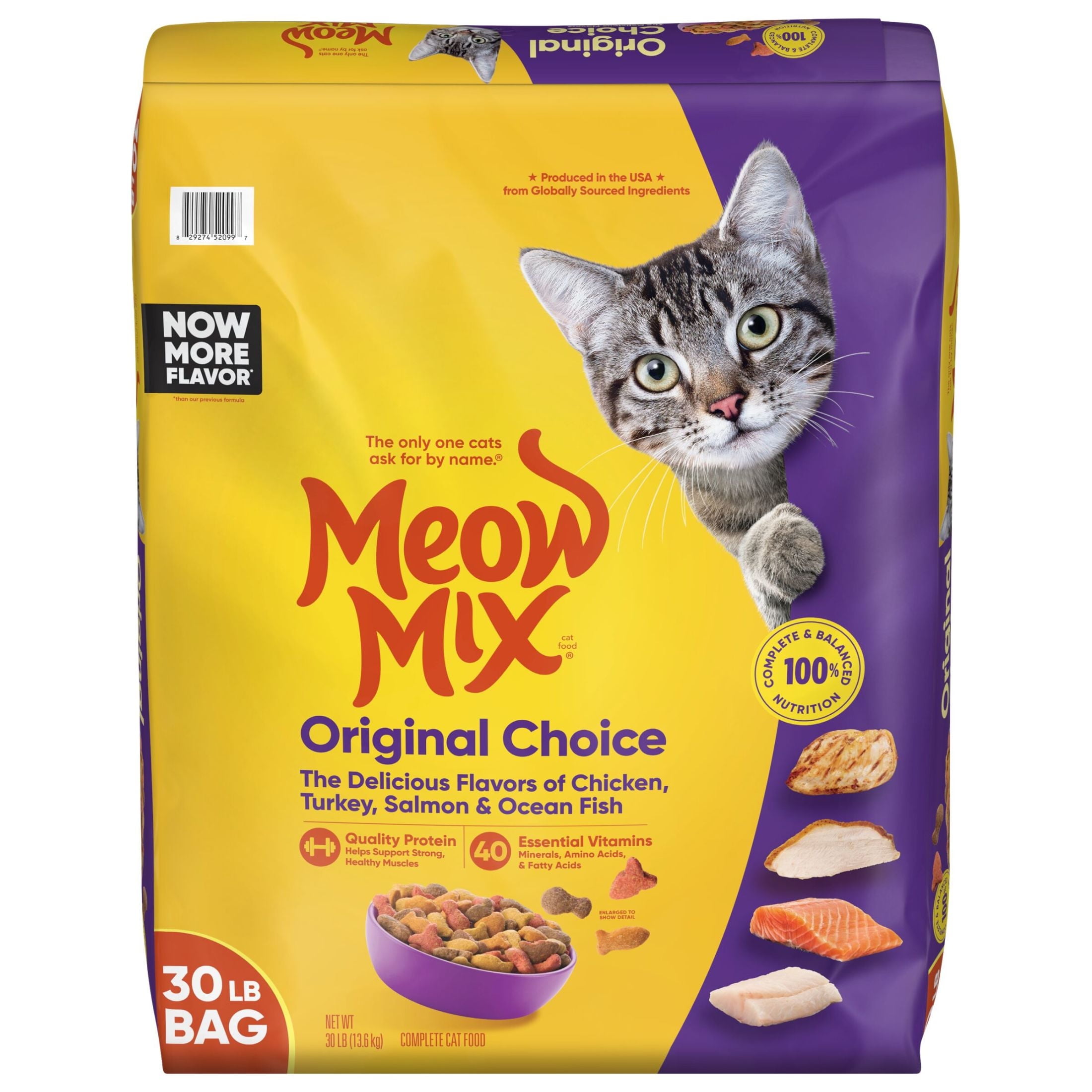 Meow Mix Original Choice Chicken, Turkey, Salmon and Ocean Fish Recipe Dry Cat Food, 30 lbs