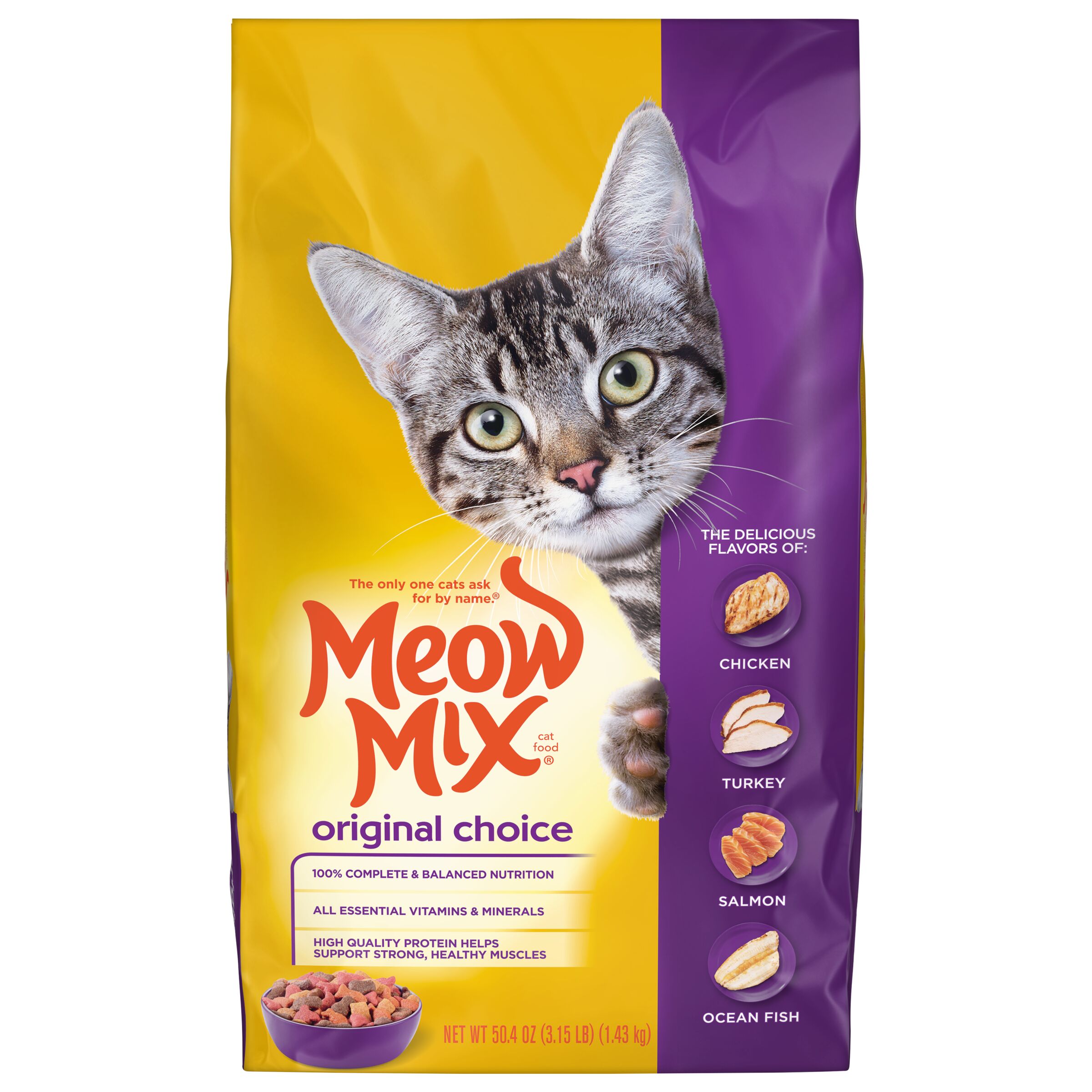Meow Mix Original Choice Dry Cat Food, 3.15-Pound Bag - image 1 of 6