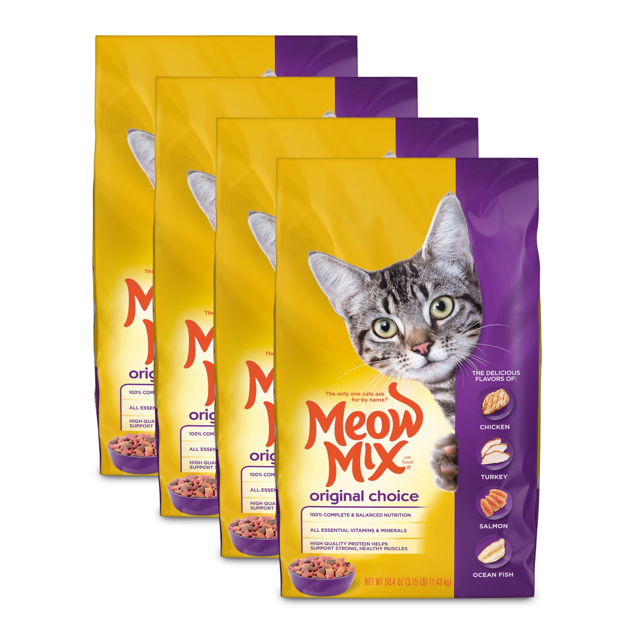 Meow Mix Original Choice Dry Cat Food, 3.15 Pound (Pack of 4) C9