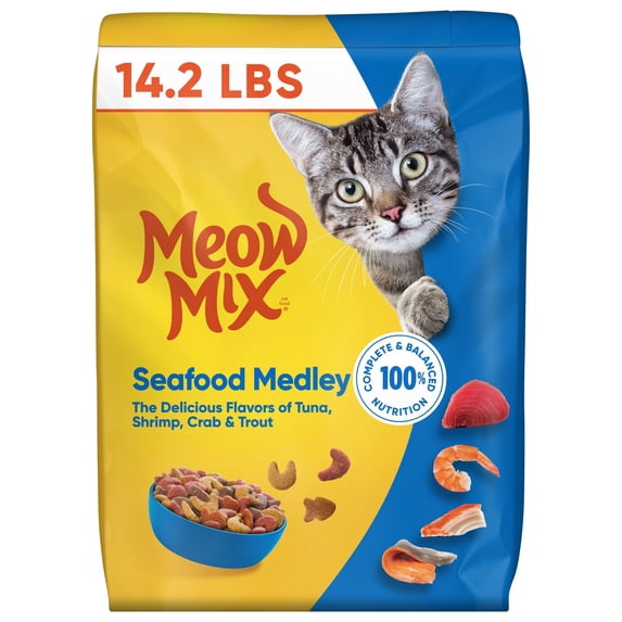 Meow Mix Seafood Medley Dry Cat Food, 14.2 lb. Bag