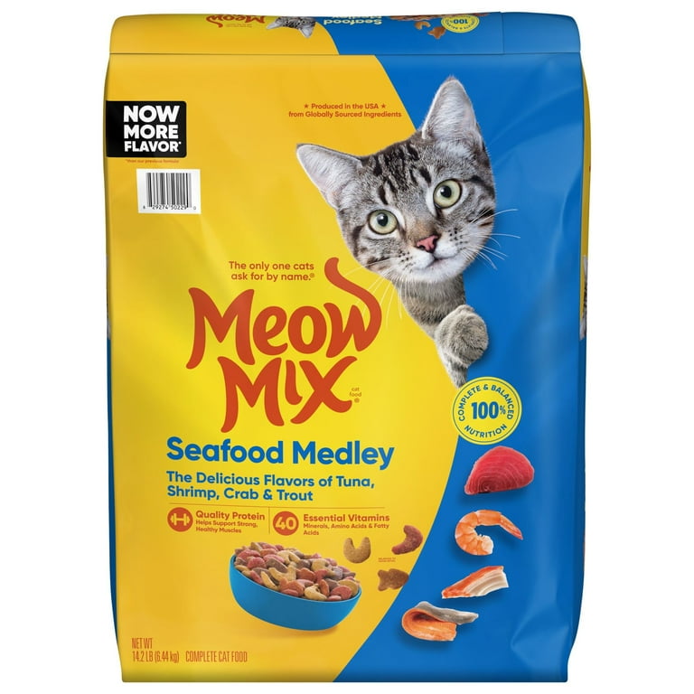 Meow Mix Seafood Medley Dry Cat Food, Tuna Shrimp Crab Trout,