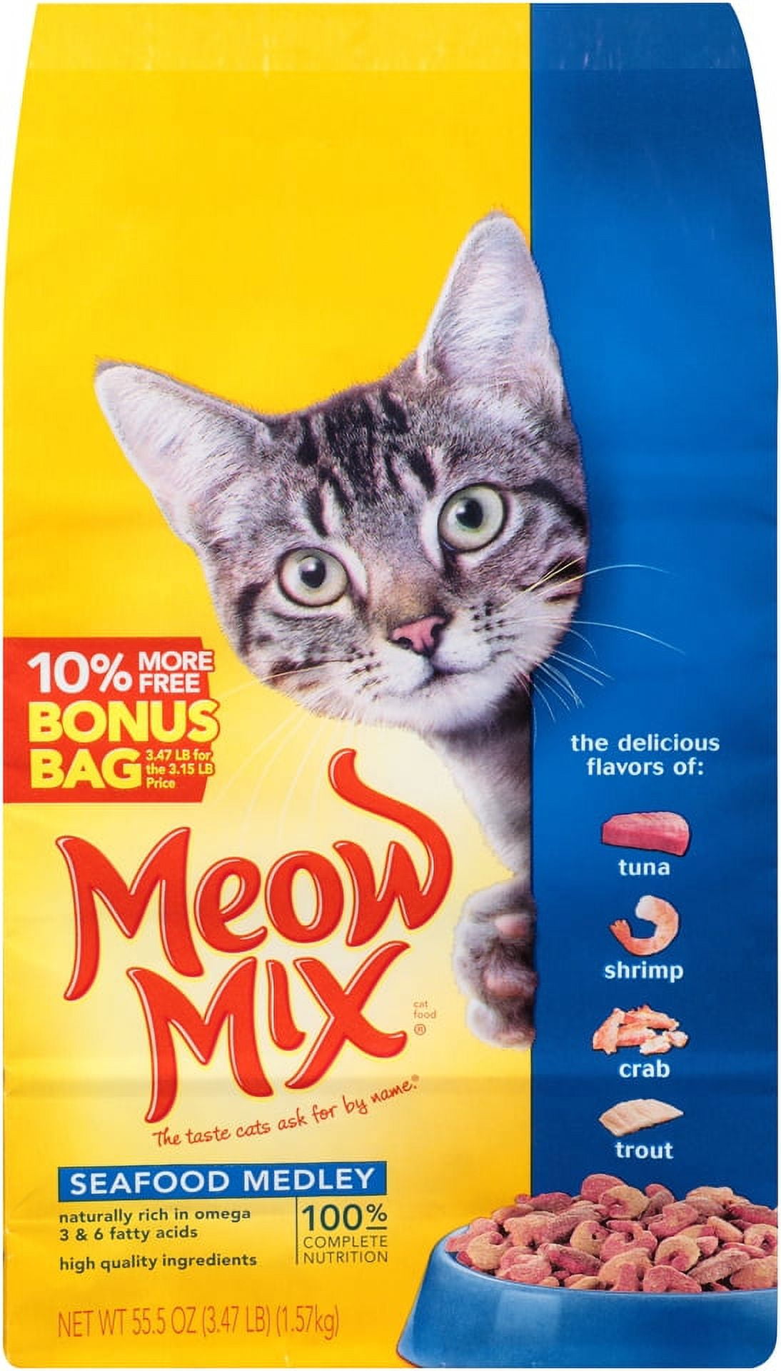 Meow mix seafood clearance medley dry cat food