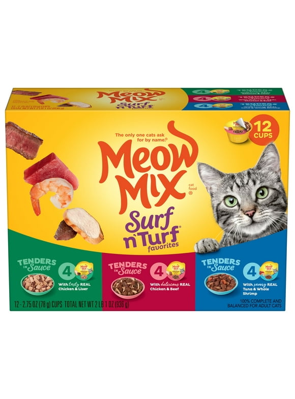 Meow Mix Surf 'N Turf Variety Pack Cat Food, 2.75-Ounce