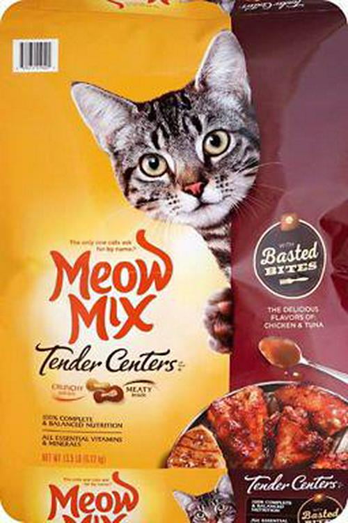 Meow Mix Tender Centers All Life Stages Chicken and Tuna Basted Bites Recipe Dry Cat Food 13.5 lb Walmart