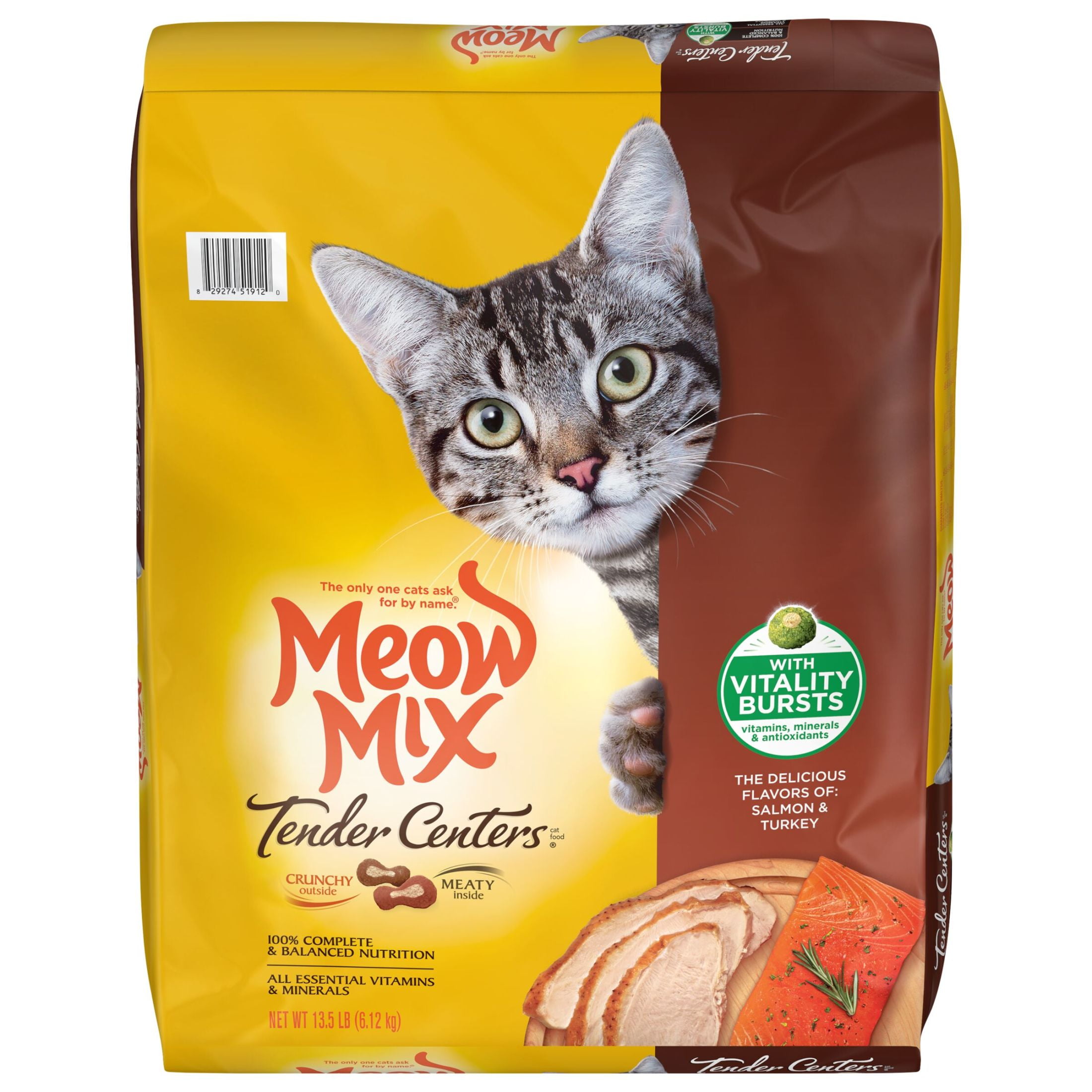 Meow Mix Tender Centers Dry Cat Food Salmon Turkey 13.5 Pounds Walmart