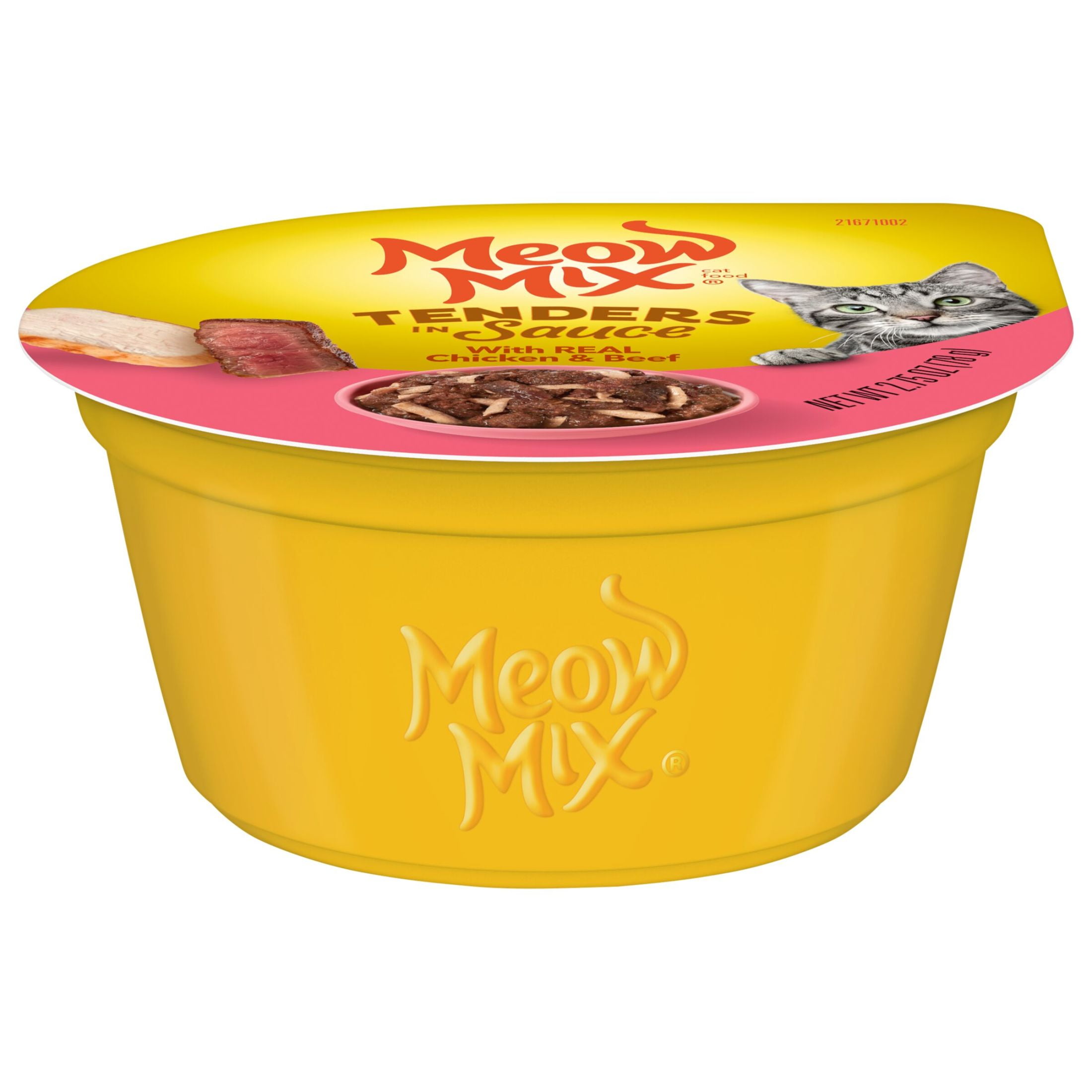 Meow Mix Tenders in Sauce Wet Cat Food With REAL Chicken & Beef, 2.75 oz Cup (Packaging And Formulation Updates Underway)