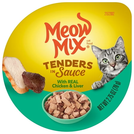 Meow Mix Tender Favorites with Real Chicken & Liver in Sauce Wet Cat Food, 2.75-Ounce Cup