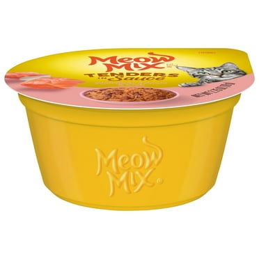 Meow Mix Tenders in Sauce with REAL Salmon & Crab, Wet Cat Food, 2.75 oz Cup