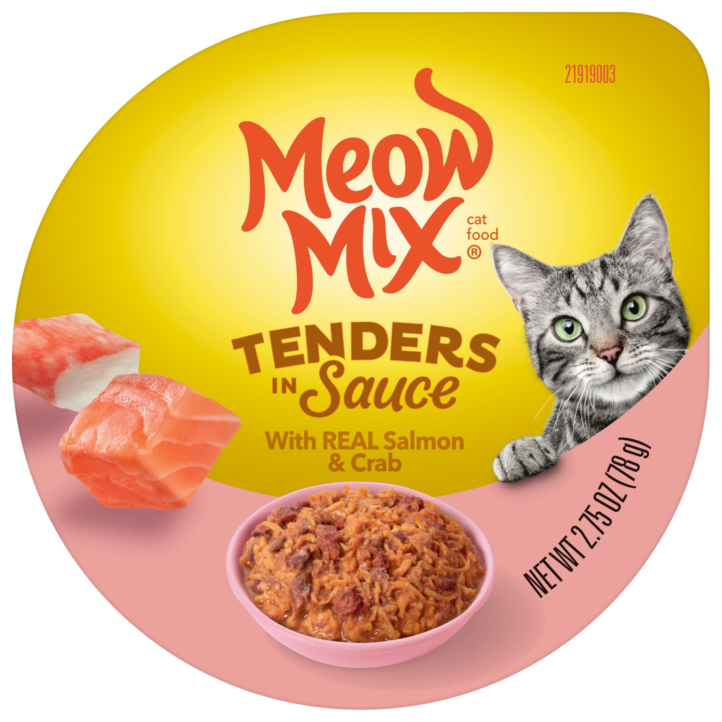 Meow Mix Tender Favorites Real Salmon and Crab Meat Canned Cat Food Meow Mix Tender Favorites Real Salmon and Crab Meat Canned Cat Food