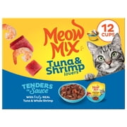 Meow Mix Tenders in Sauce with REAL Tuna & Whole Shrimp, Wet Cat Food, 2.75 oz Cup, 12 Pack