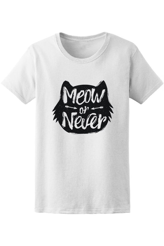 Meow Or Never Kitty Head Graphic Tee Women's -Image by Shutterstock