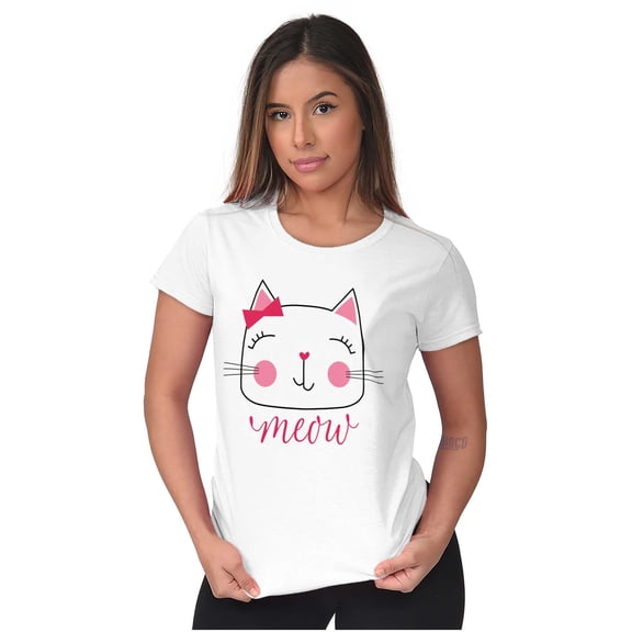 Meow Sweet Kitty Cat Lady Cute Womens Slim Fit Graphic Tee Brisco Brands S