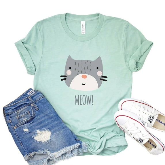 Meow T-shirt Kitty Shirts Animal Lover Tee Kitten Mom Tshirt Women's Rescuer Top Pet Adoption Gift Cat Mama Shirt