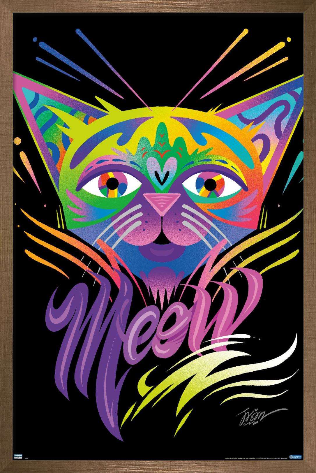 Meow Wall Poster, 14.725" x 22.375", Framed