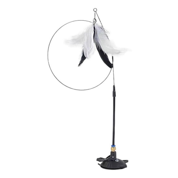 Meow Wand Cat Toy - Hand-Sewn Feather Teaser for Indoor Cats, No-Shed Design with Strong Suction Cup Base for Active Play & Exercise