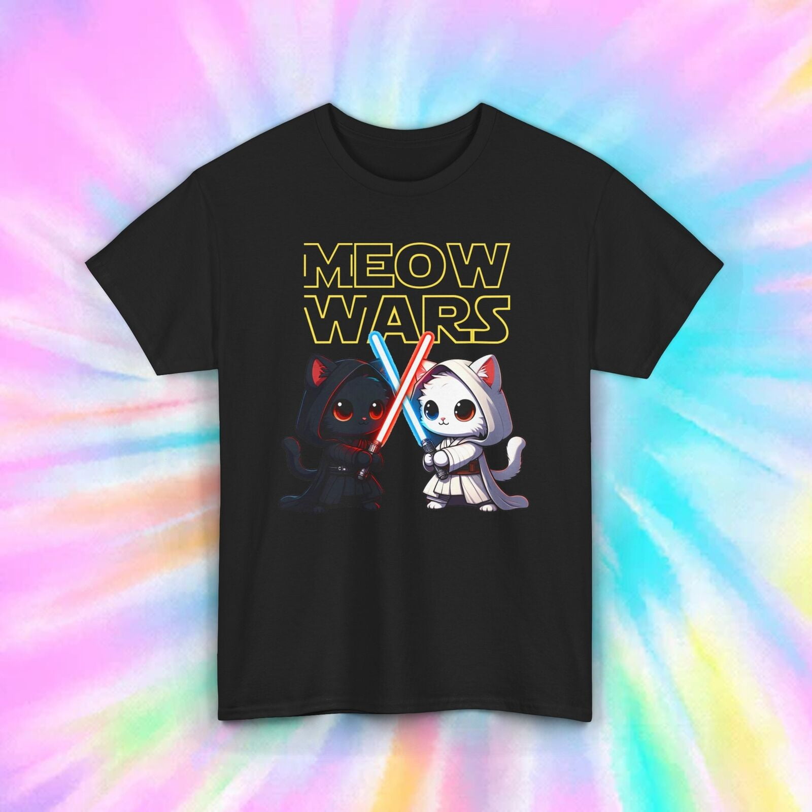 Gildan Meow Wars T Shirt Cute Star Wars Cat Parody Tee S 5xl Men s Size Medium Black