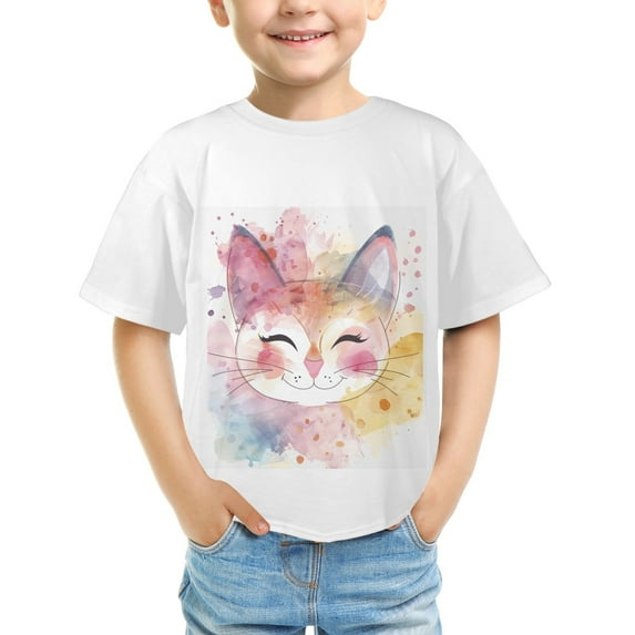 Meow under the Stars · Girl glow-in-the-Dark Cat Dream T-shirt