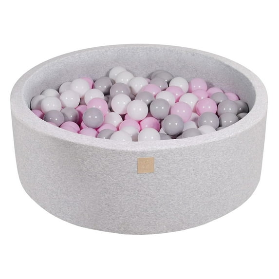 MeowBaby Round 35 x 11.5 Inch Baby Foam Ball Pit w/ 200 Balls, Pink/Gray