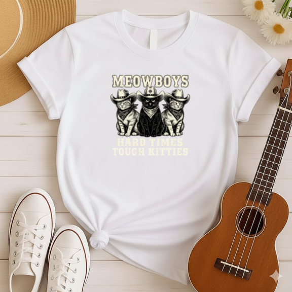 Meowboys Tough Kitties Hard Times Eye Voodoo Funny Cat Meme Unisex T-Shirt, up to size 5XL