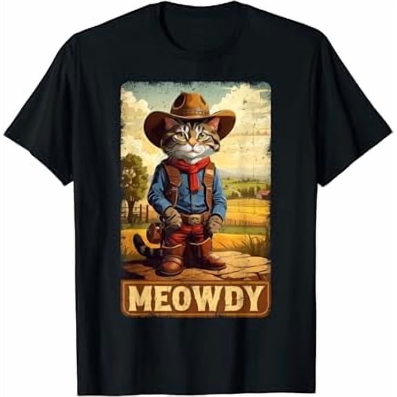 Meowdy Cowboy Cat Vintage T-Shirt