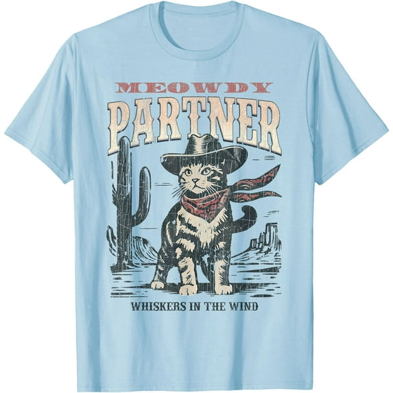 Meowdy Partner Cowboy Cat Vintage Unisex T-Shirt for Men Women Kids Toddler