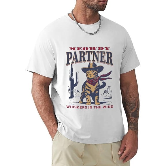 Meowdy Partner Cowboy Cat Western Funny Quote Yeehaw Top Unisex T-Shirt, for men & women, up to size 5XL.