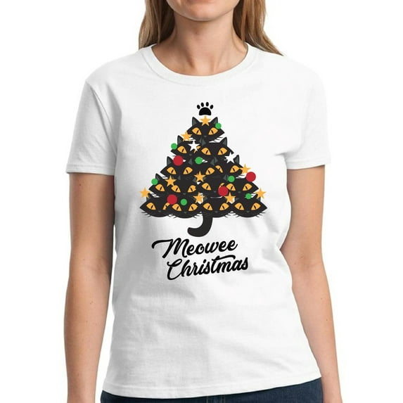 Meowee Christmas Print Shirts for Women Merry Christmas - S M L XL 2XL 3XL Xmas Graphic Tee - Christmas Gift Holiday Xmas Tee T-Shirt Hers