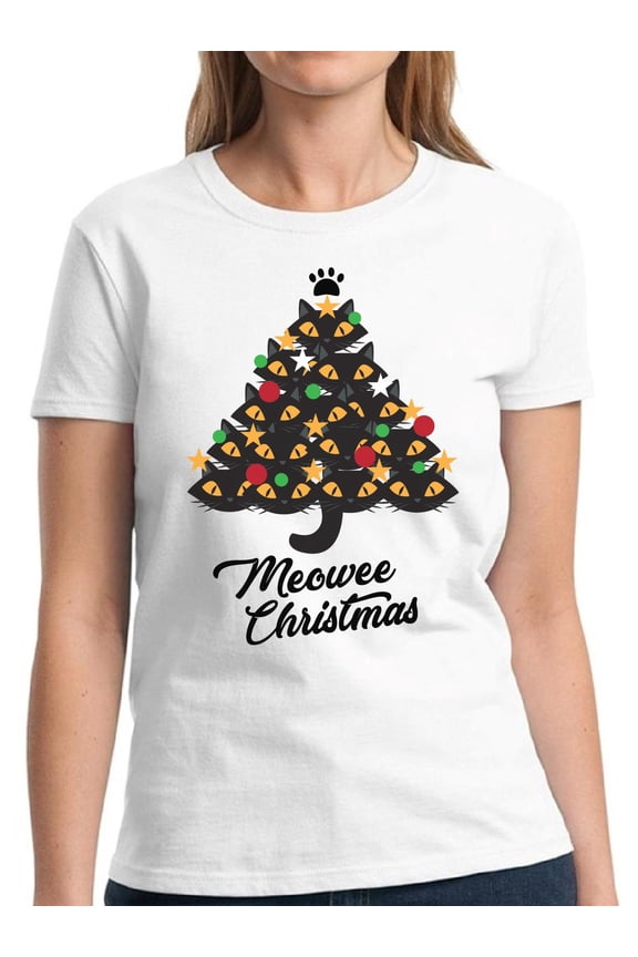 Meowee Christmas Print Shirts for Women Merry Christmas - S M L XL 2XL 3XL Xmas Graphic Tee - Christmas Gift Holiday Xmas Tee T-Shirt Hers