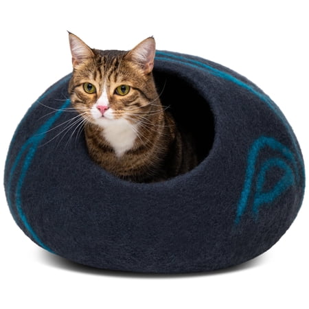 Meowfia Cat Cave for Medium Cats, Black Aqua