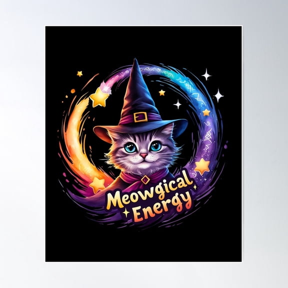 Meowgical Cat: Enchanted Feline Fantasy Art Poster Wall Art, Modern Wall Decor For Living Room Bedroom, 24x36 UNFRAMED