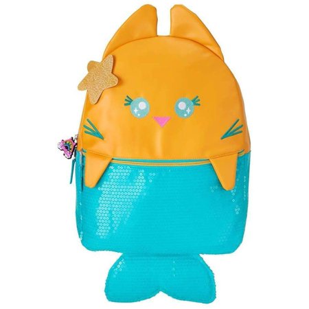 Meowgical Purrmaid Faux Leather 16" Backpack with Sequins School Bag