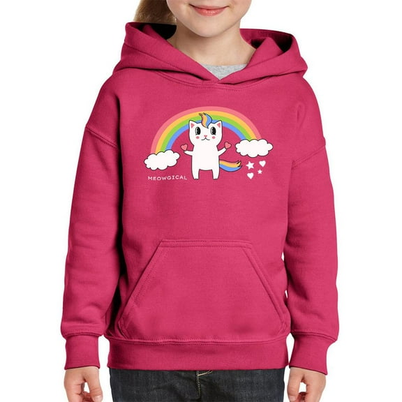 Meowgical Unicorn Cat  Hoodie Juniors -Image by Shutterstock,  Large