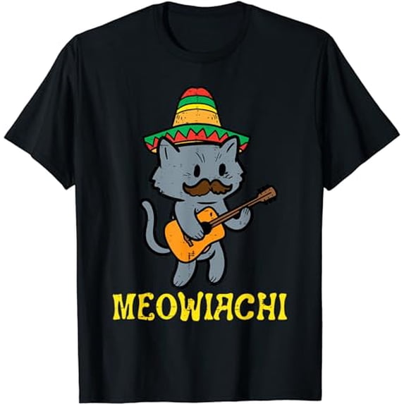 Meowiachi Cat Mariachi Funny Cinco De Mayo Mexican Fiesta T-Shirt