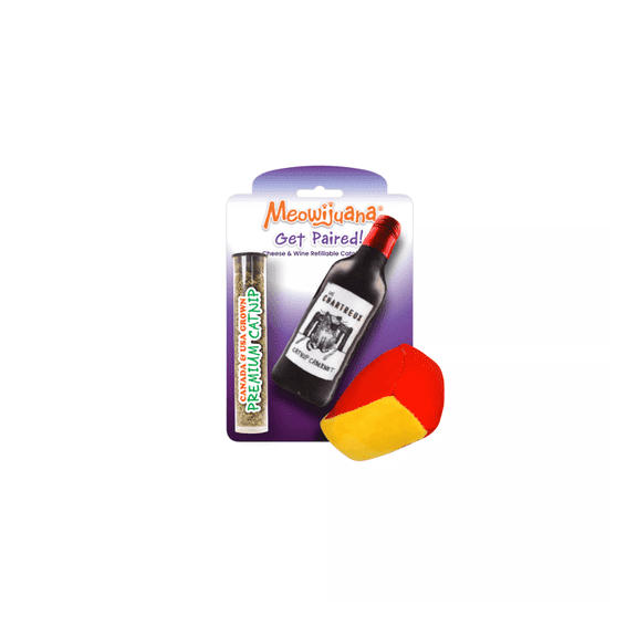 Meowijuana Get Paired Wine & Cheese Refillable Cat Toy 2-Pack