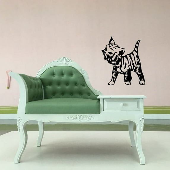 Meowing Stripped Kitten Decal - 36 Inches