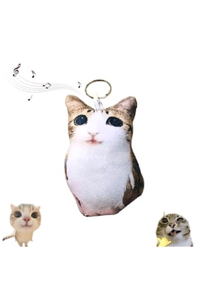 Meowl Plush Voice-Playing Charm,Meowl Keychain with Squeeze Sound,Cute Cat Plush Keychain,Fidget Stress Relief Decor