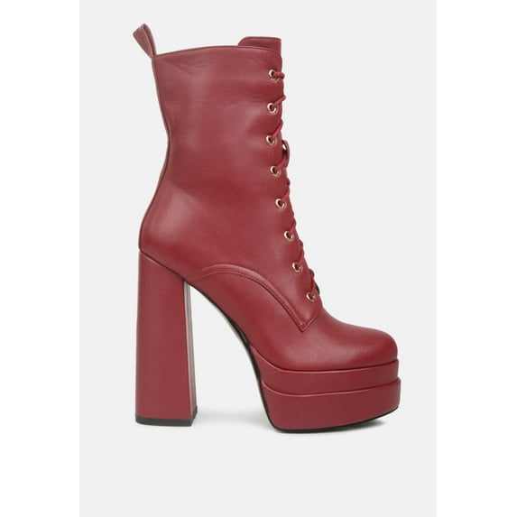 Meows Faux Leather High Heel Platform Ankle Boots